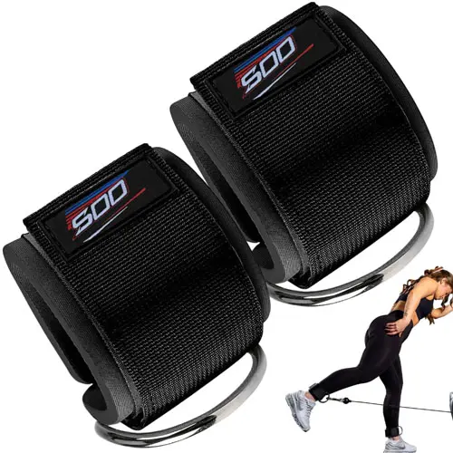 Slim Panda Ankle Strap for Cable Machine,Ankle Cuff for Kickbacks, Booty Hip Abductors,Glute Workouts, Leg Extensions, Curls for Men and Women, Adjustable with Double D-Rings
