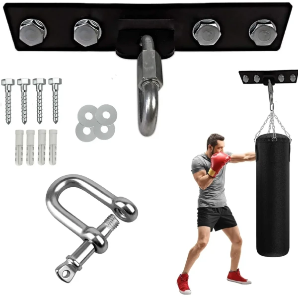 Dolibest Punching Bag Hanger, Boxing Ceiling Hook Punch Holder 4 Hole Swing Bracket Swivel for Gym Heavy Bag Hammock Chair Wood Concrete Wall Beam Mount