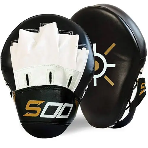 Sports Punching Mitts for Men, Women, & Kids, Leather Focus Mitts for Martial Arts & Boxing Training, Curved Punch Mitts for Karate, Kickboxing, Krav MAGA, Muay Thai & Taekwondo